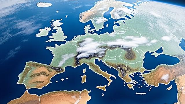 Farbenfrohe Satellitenbild-Komposition der Erde mit Wetterphänomenen